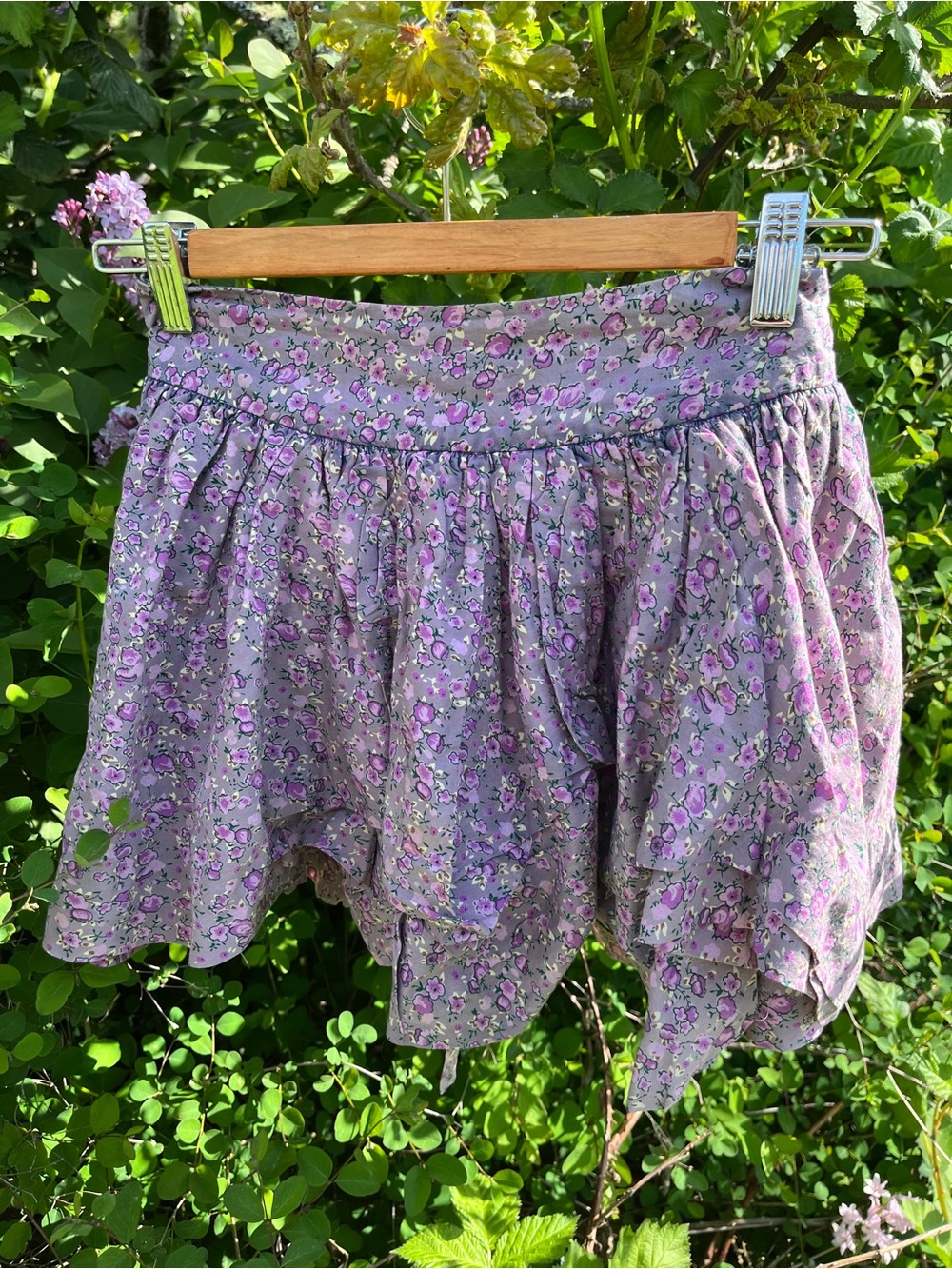 Whimsy Topshop Lavender Floral Tiered Mini Skirt